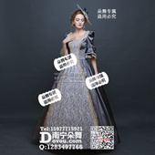 灰色欧洲宫廷贵妇宫廷礼服