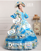 蓝色欧洲贵妇宫廷礼服