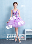 紫色玉兰花短晚礼服