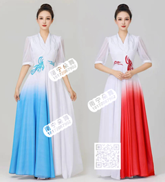 白色红蓝变色长礼服