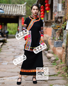 黑色拉祜族长裙