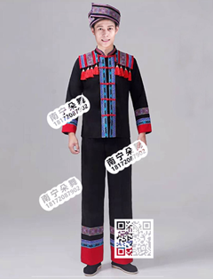 黑色红吊须民族男装