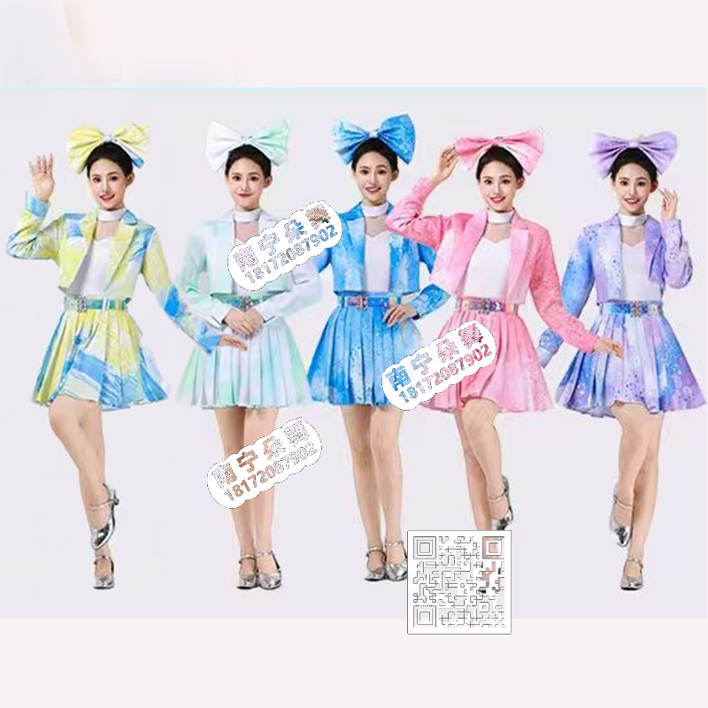 西服领百褶裙五彩套装1