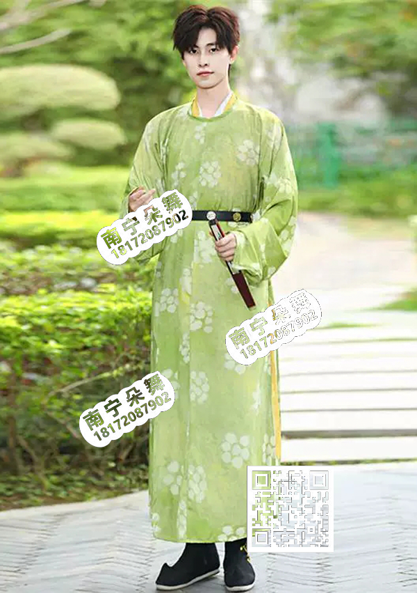 绿色碎花男秀才汉服