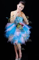 蓝白湖短裙主持演唱服