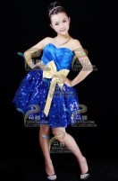蓝色亮片短裙主持演唱服